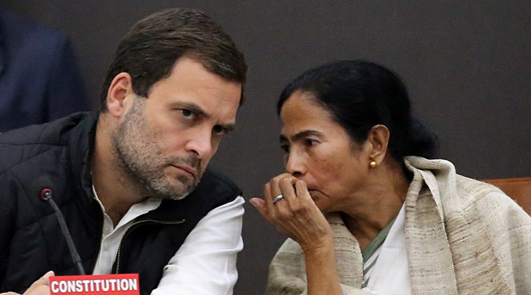 New Delhi: Congress Vice President Rahul Gandhi and West Bengal Chief Minister Mamata Banerjee during joint press conference  in New Delhi on Tuesday. The INC and the Trinamool with other coalition has formed an opposition to protest and fight against PM Narendra Modi on the issue of demonetisation asking for his resignation after they deemed that the scheme had miserably failed. Express Photo by Tashi Tobgyal New Delhi 27271216