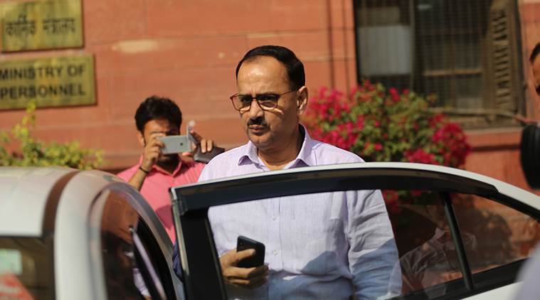 CBI Chief Alok Verma leavs the Home Ministry after a meeting in New Delhi on tuesday. The CBI chief works from the North Block every Tuesdays and Thursdays. Express Photo by Tashi Tobgyal 231018