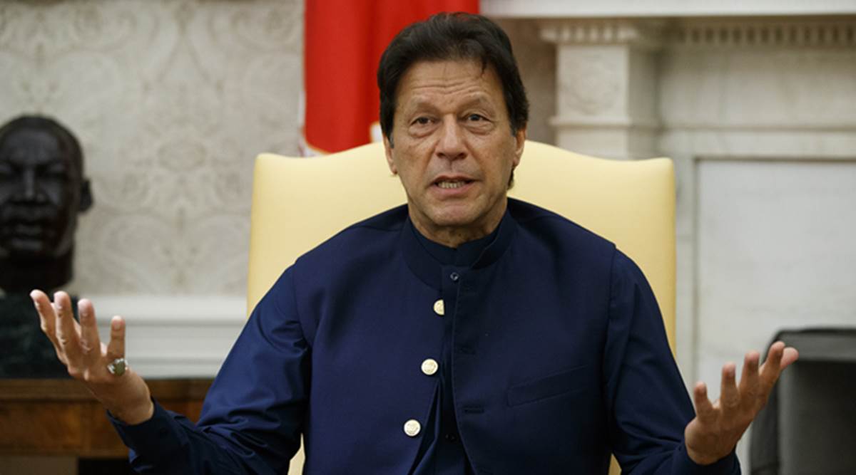 Pakistani Prime Minister Imran Khan speaks during a meeting with President Donald Trump in the Oval Office of the White House, Monday, July 22, 2019, in Washington. (AP Photo/Alex Brandon)