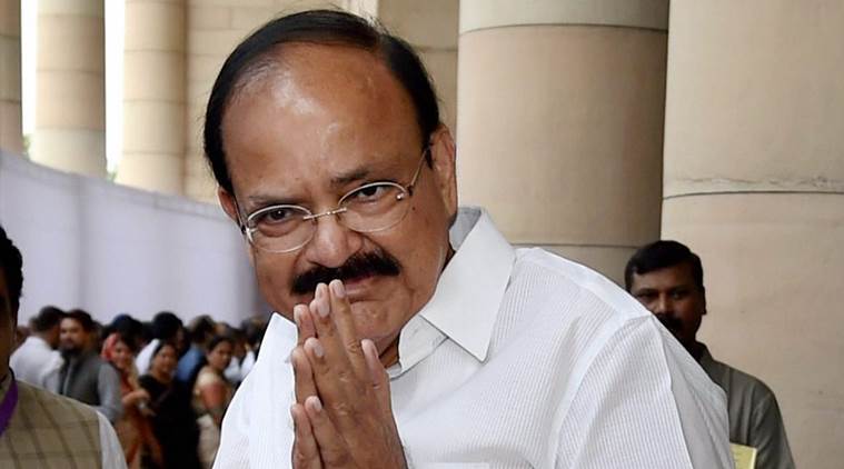 New Delhi: NDA candidate for Vice President Venkaiah Naidu, arrives to  cast his vote in the Vice Presidential Election, in New Delhi on Saturday.   PTI Photo by Manvender Vashist(PTI8_5_2017_000016a)